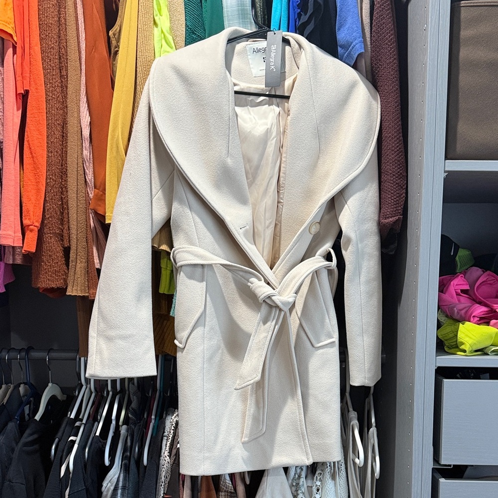 Allegra K Cream Women's Trench Coat with Belt